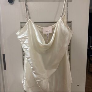 Cinq à Sept Cream Satin Cowl Neck Top